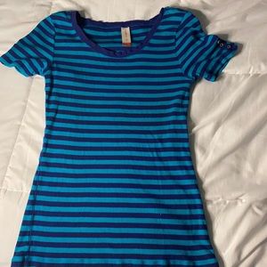 Navy and Teal striped shirt